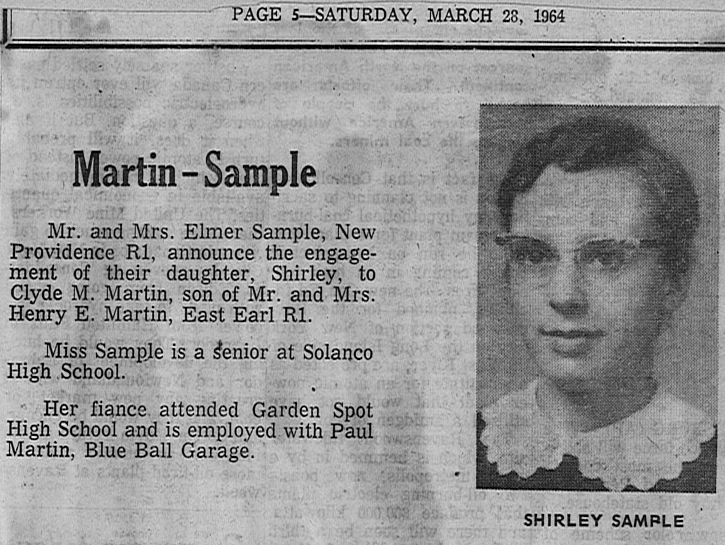 Engagementmartin clyde m and sample shirley Mennonite Life